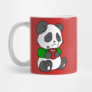 Christmas Panda Enjoying Hot Cocoa Mug